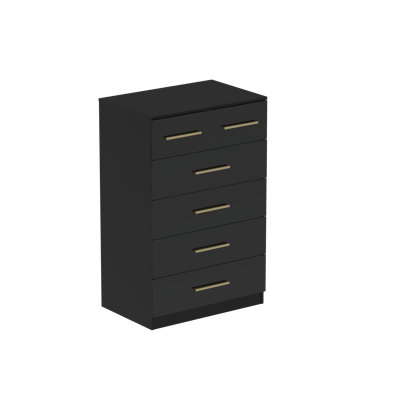 5-tier 6-drawer High-gloss Dresser With Gold Metal Handles & Anti-tip Device