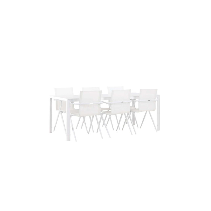 Odessa 6 - Person Patio Dining Set with Rectangular Table, White