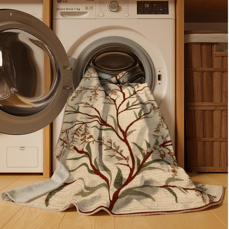 Tapis botanique brun lavable à la machine, Tapis de couloir 2 pi x 4 pi