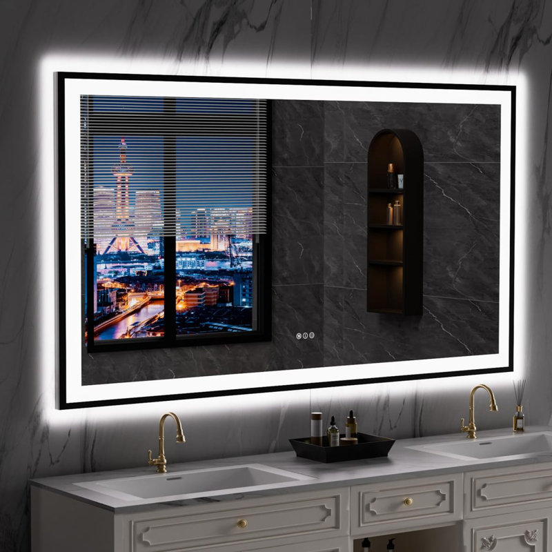 Miroir mural anti-buée, 40 po x 72 po, Blanc2