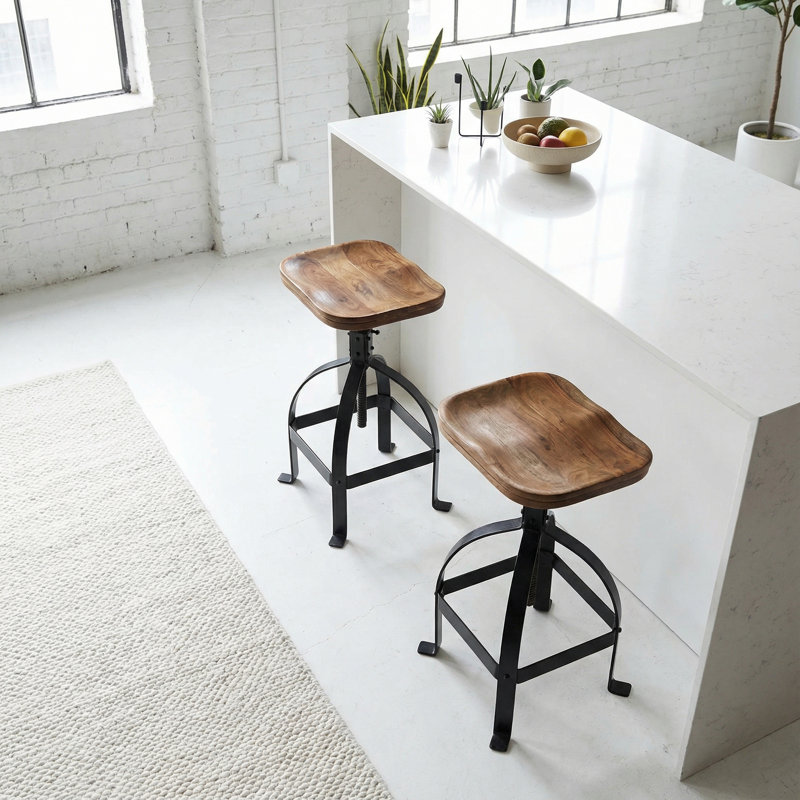 Tabouret pivotant en bois massif Bridgeview