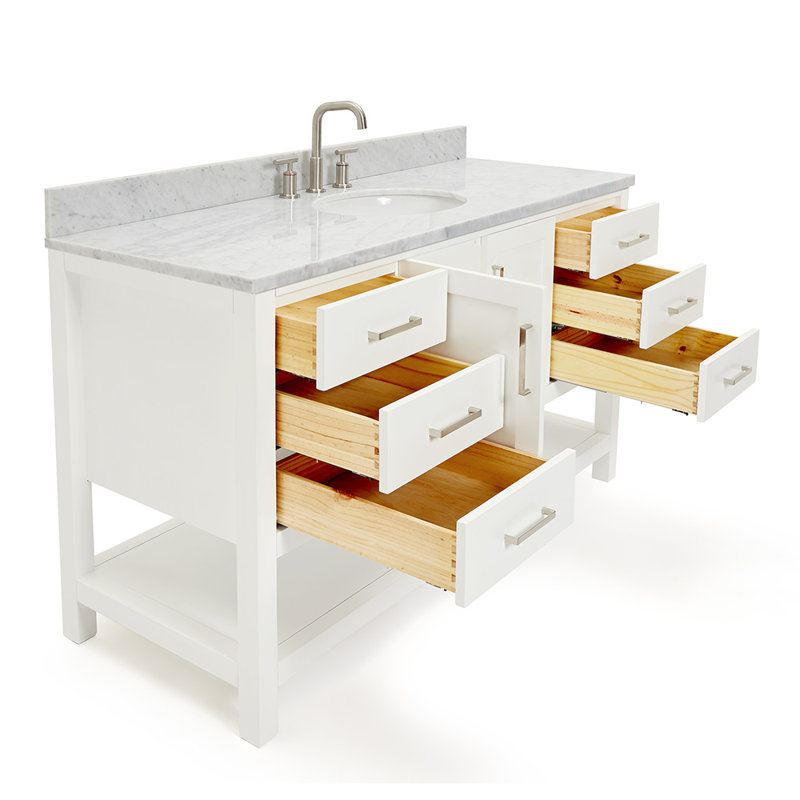 Magnolia Bath Vanity Rectangular Basin S061SCW2R, White, Oval, 61"