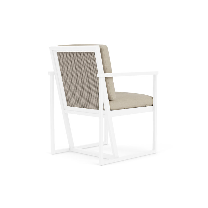 Summit Outdoor Dining Armchair, Linen, Rumba Straw, White