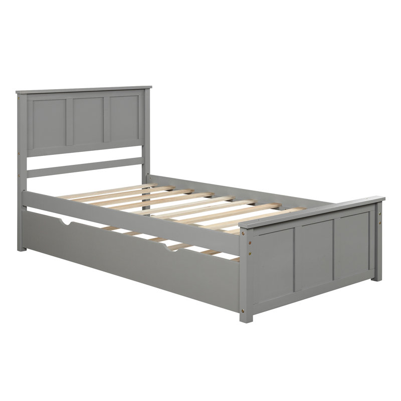 Platform Bed With Trundle, Gray