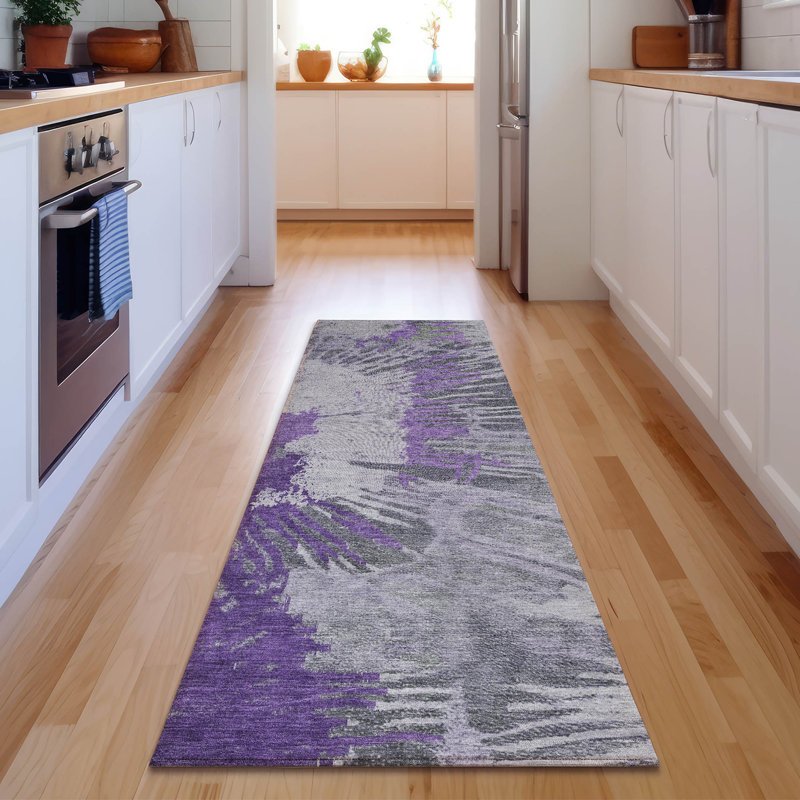 Tapis mauve Premium lavable à la machine, Tapis de couloir 2 pi 3 po x 7 pi 6 po