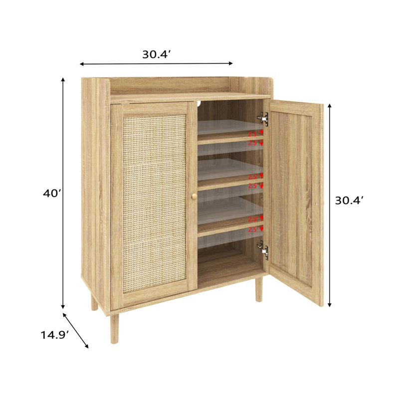 16 Pair Shoe Storage Cabinet, Natural