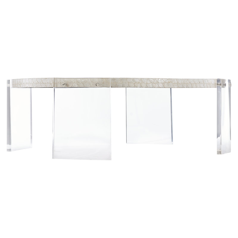 Transitional Off-White Round Acrylic Coffee Table with Storage