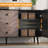  55.1 Inch 3 Drawer Storage Cabinet with Adjustable Shelf & Doors, Modern Sideboard Buffet Cabinet with Storage, Free Standing Accent Cabinetry for Dining Room, Entryway-97045244