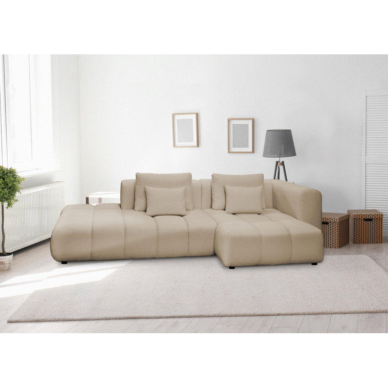 4 Seater Sofa & Chaise, Right Hand Facing, Beige