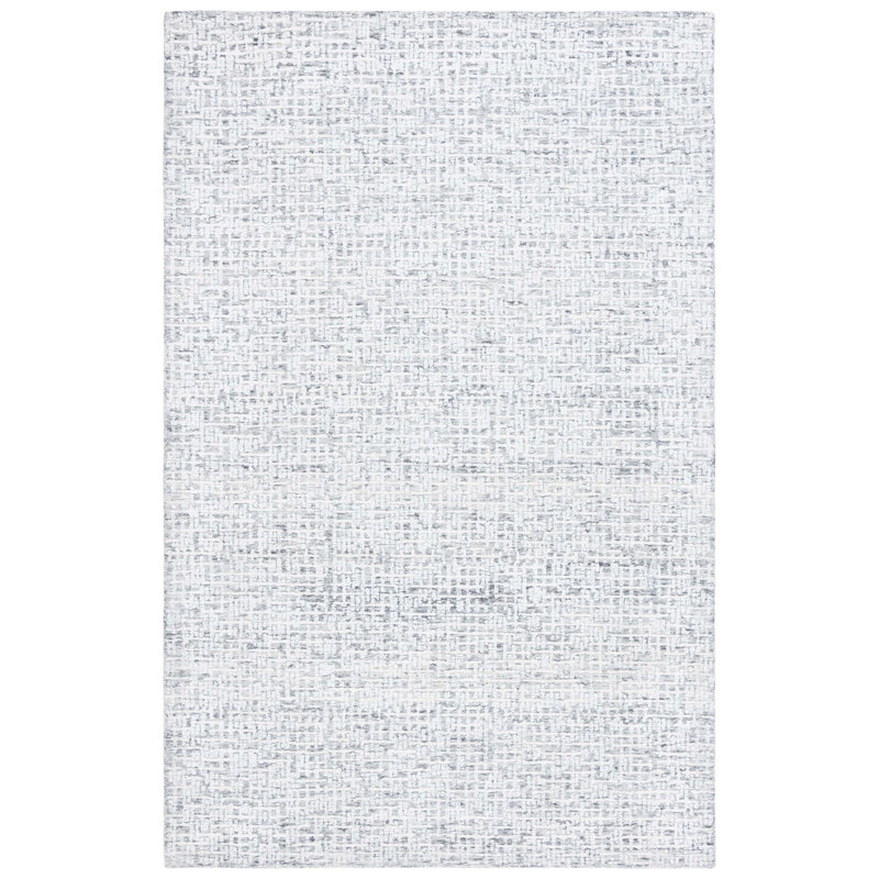 Glamour Hand Tufted Viscose Wool Cotton with Latex Abstract Rug in Grey/Ivory, Rectangle 6' x 9'