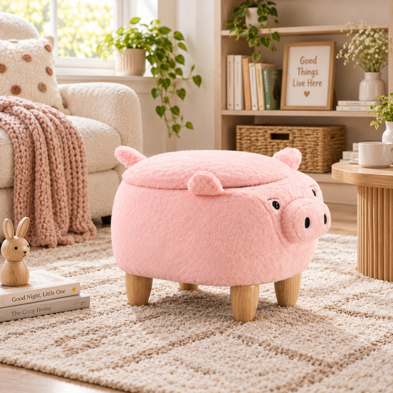 Upholstered Fabric Storage Footstool
