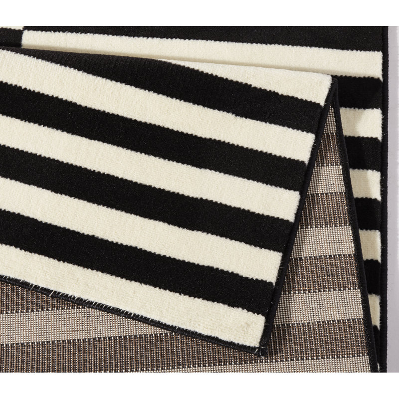 Panel Machine Woven Black/Cream Indoor Rug, Rectangle 200 x 290cm