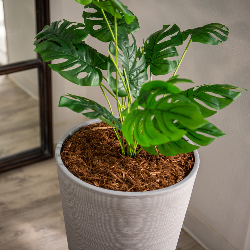 Grand pot à fleurs rond moderne de 28 pouces XBrand, parfait pour les pots d'intérieur et d'extérieur, Gris