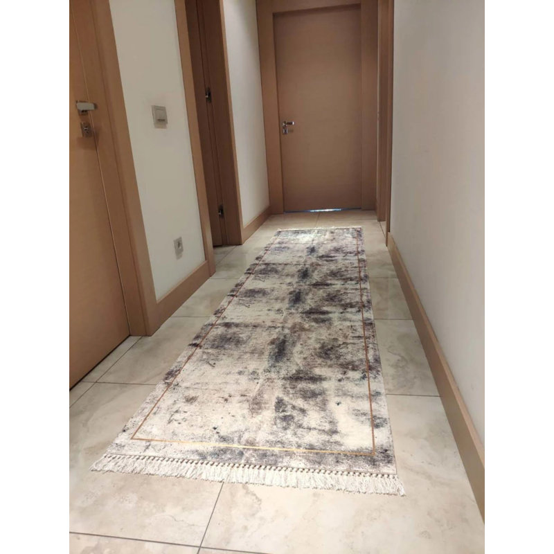 Tapis gris antidérapant Firenze, Rectangle 3 pi 3 po x 16 pi 5 po