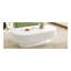 Table basse ovale élégante de 43,3 po avec plateau de 6,8 po d'épaisseur, table de bout tambour moderne de style crème, table centrale cannelée minimaliste avec base robuste pour le salon, assemblage facile, blanc-318563878