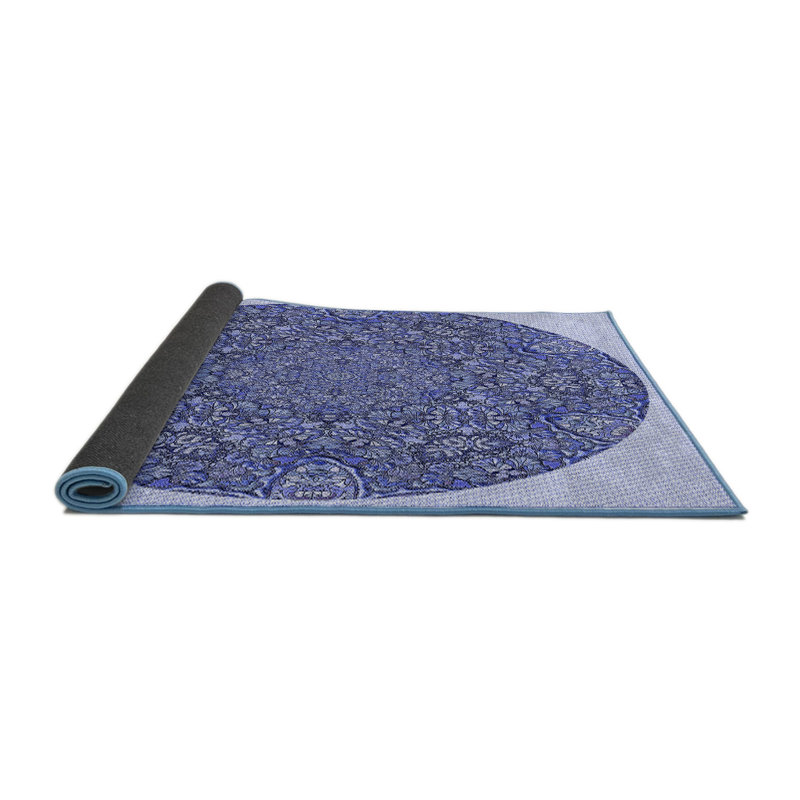 Tapis floral en laine mauve, Rond 3 pi