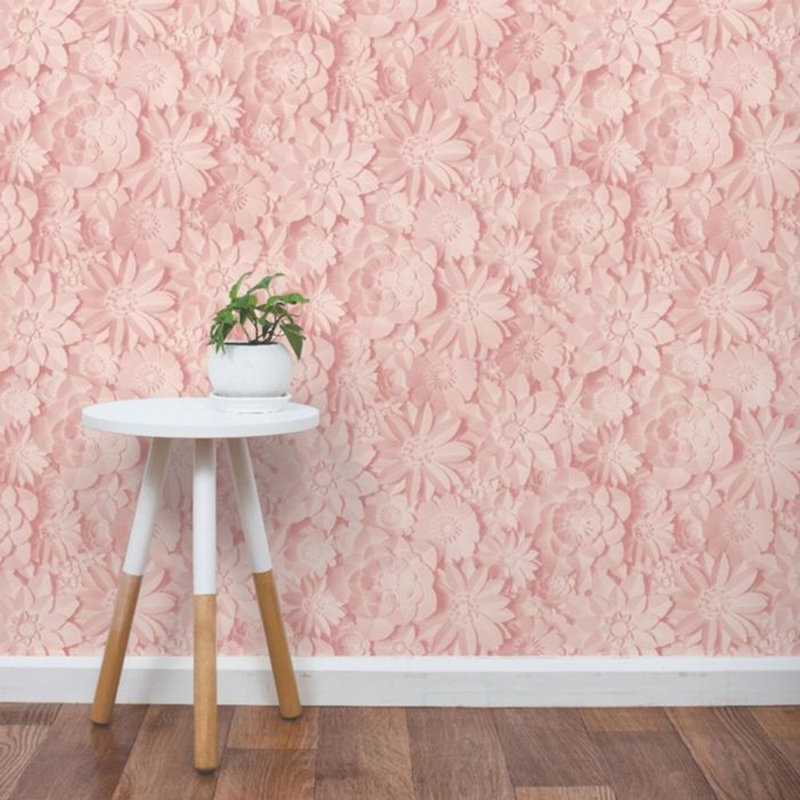 Dimensions Floral 10.05m x 53cm Wallpaper Roll, Pink