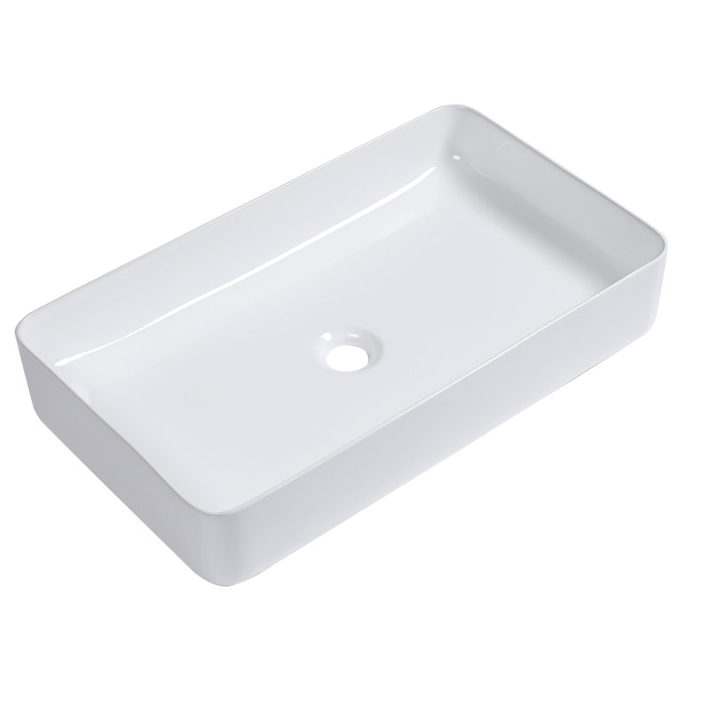 Modern 24"X14" Ceramic Rectangular Bathroom Sink - Vessel Type, Stain , For Multiple Places 24X14 White, Polished, Various Environments