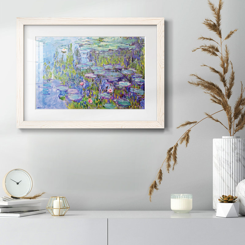 Nymphéas, 1914, impression encadrée sur papier, Blanc, H 18 po x l 26 po x P 1,5 po