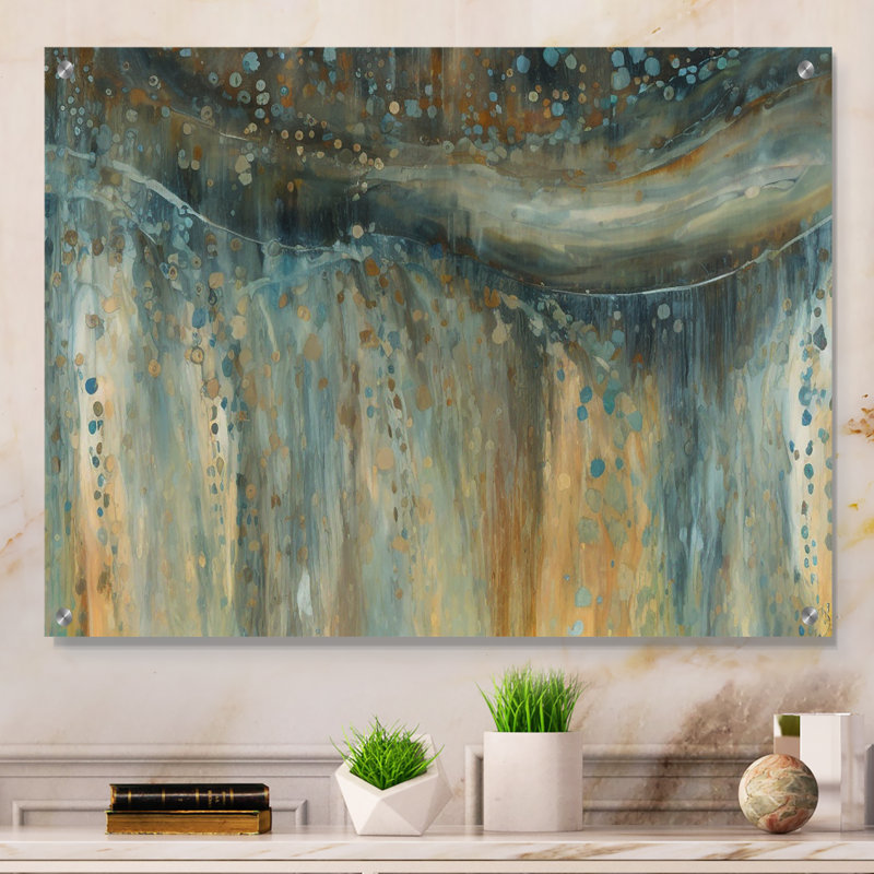 «Oct Mist I» - décoration murale abstraite à l'encre liquide acrylique, H 24 po x l 32 po