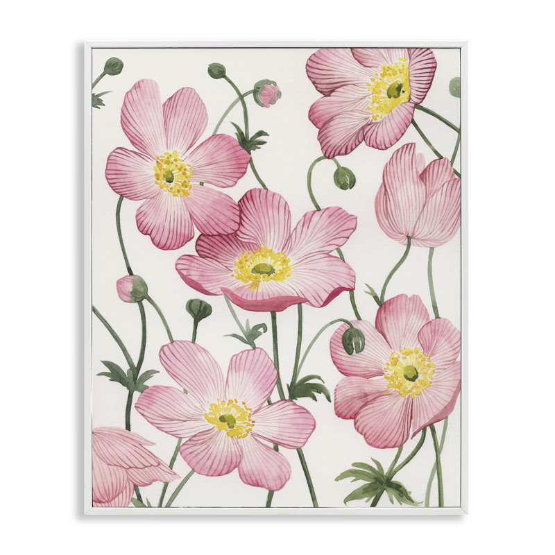 Anémones roses douces, estampe numérique, design de Grace Popp, H 20 po x l 16 po