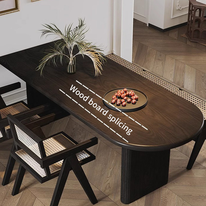Nordic style solid wood dining table set, 29.5"H x 35.4"L x 86.6"W