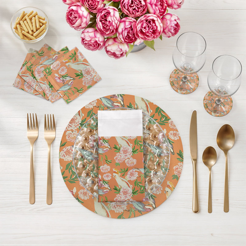 Peony Inspira Pebbles 16" Vinyl Placemat, Bellini