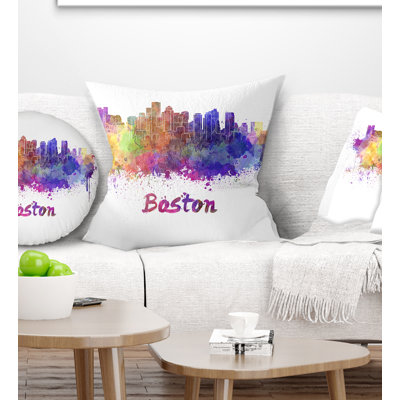 Boston Skyline - Cityscape Printed Pillow