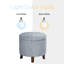 Pouf de rangement rond - Tissu tissé bleu-gris-516723476