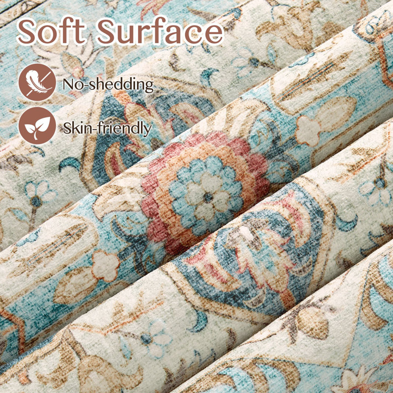     Adona Soft Washable Medallion Vintage Floral Area Rug for Living Room Bedroom Dining Room Lobby, Rectangle 8' x 10'