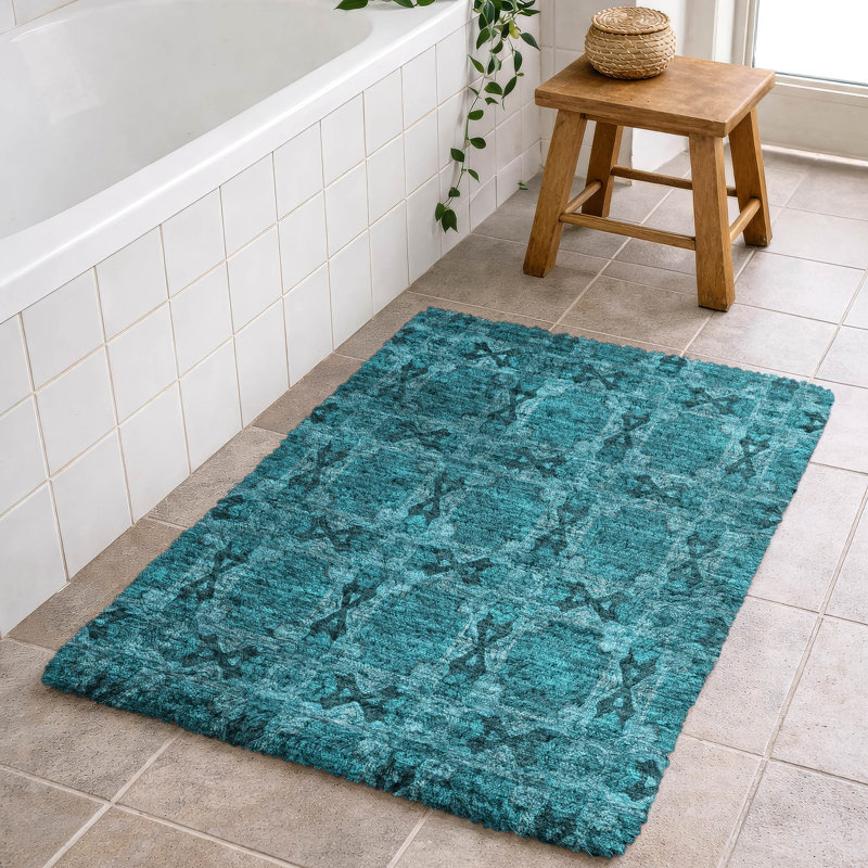 Premium Machine Washable Dream Shag ADS564 Panel Rug, Teal, 2'6" x 3'10"