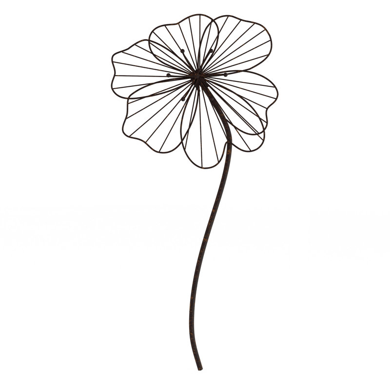 Sculpture murale en métal en forme de fleur métallique en fil de fer - Accent contemporain pour décoration murale salon, chambre à coucher, entrée ou cuisine