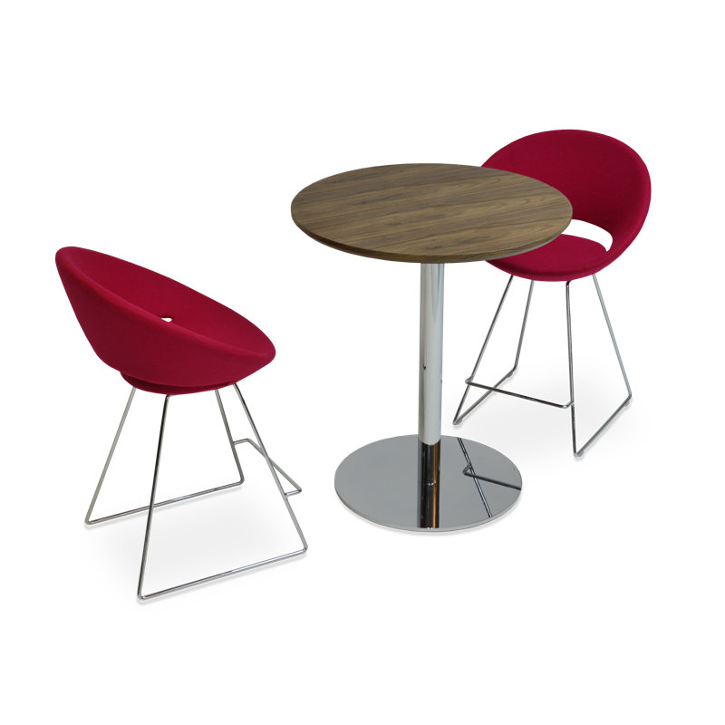 Crescent Bar & Counter Stool, Wool-Red, Counter Stool (24" Seat Height)