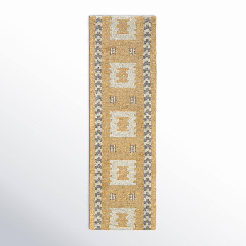 Tapis rectangulaire en laine Elsey, Tapis de couloir 2 pi 6 po x 8 pi