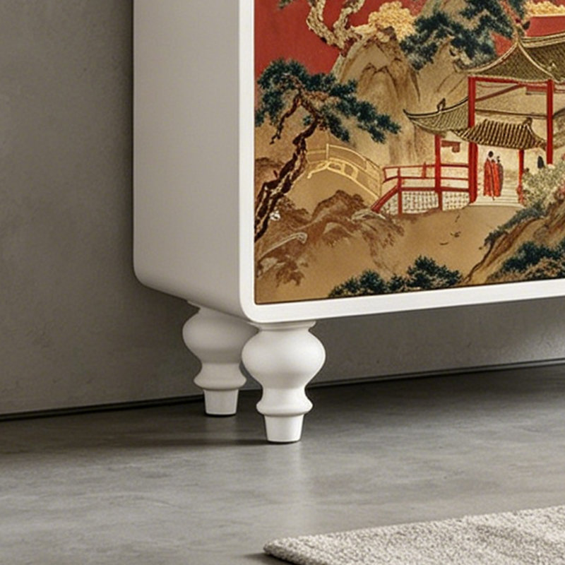 Rangement pour vestibule en bois massif rétro, Ivory