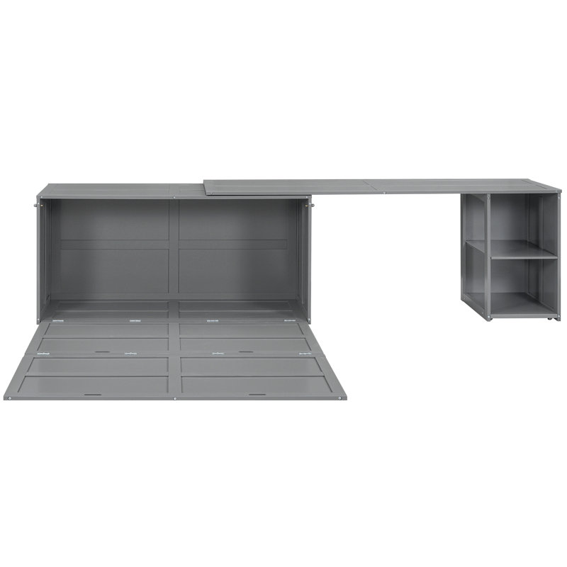 Grand lit escamotable avec bureau rotatif, Gris