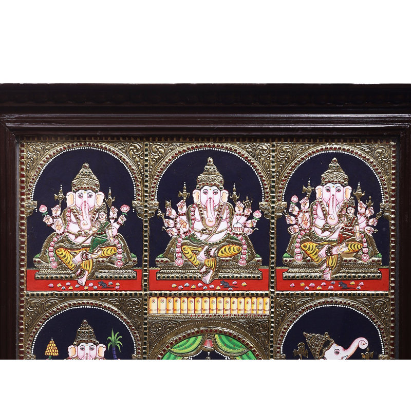 Ashta Ganesha | Couleurs traditionnelles avec or 24 carats