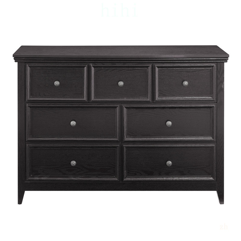Armoire à 7 tiroirs pour le rangement - Commode noire avec fonction de basculement et tiroirs à glissement lisse