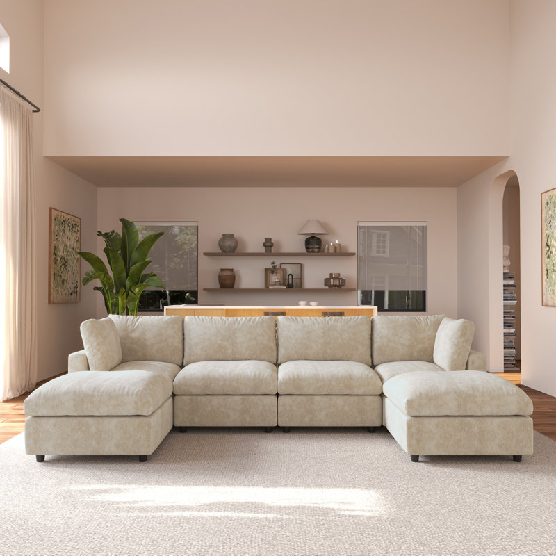 Kessi 6-piece Slipcovered Sectional, Kakhi