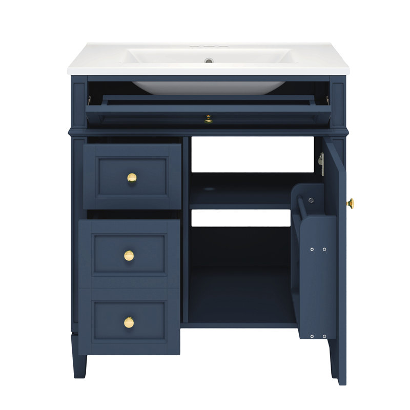 Meuble-lavabo de 30 po avec lavabo supérieur, Marine