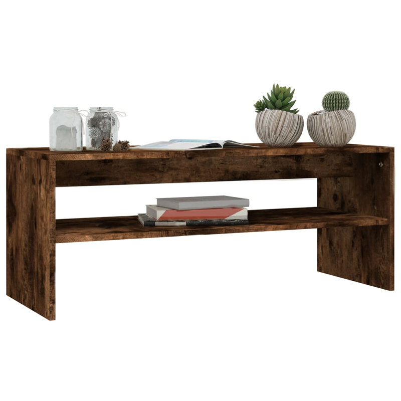 Engineered wood Frame Single Coffee Table with Storage, Smoked Oak