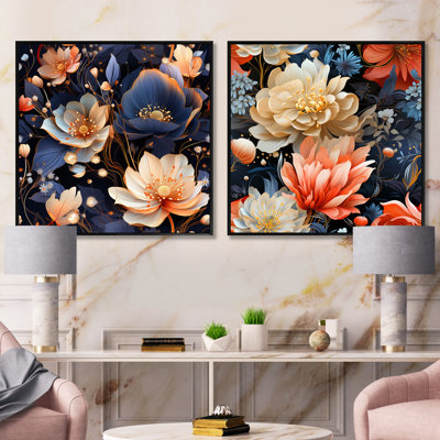 Layana - Ensemble de 2 collages carrés botaniques abstraits