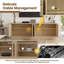 Meuble télé 2 pièces de 67 po pour téléviseur de 75 po et table basse carrée, ensemble de salon de style Mid-Century cannelé en chêne, table de divertissement avec porte arquée, rangement pour bureau personnel-132837448