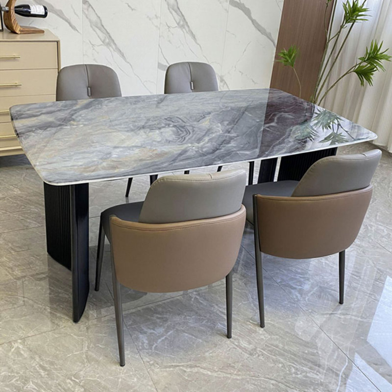 Modern marble rectangular dining table, 29.53" H x 78.74" W x 39.37" L