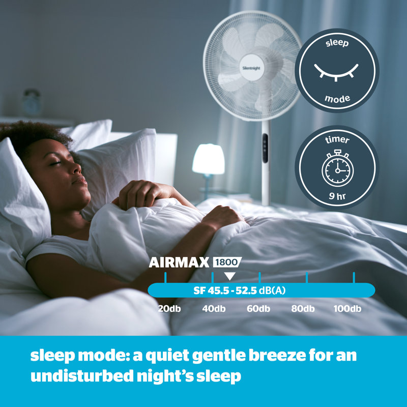 Silentnight Airmax 18inch Oscillating Stand Fan with 5 Speed Settings and Remote Control