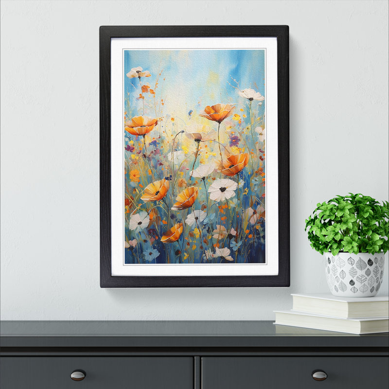 Wildflowers Expressionism Art - Framed Print, 34cm H x 25cm W, Black Framed
