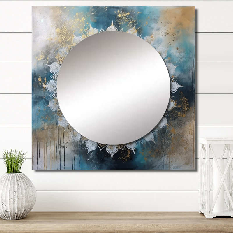 Meino - Boho Mandala Large Square Mirror Wall Decor For Bedroom, 23" x 23"