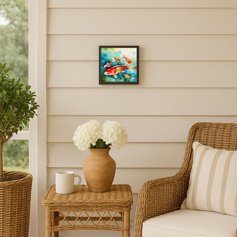 Koi Fish Framed Metal Print