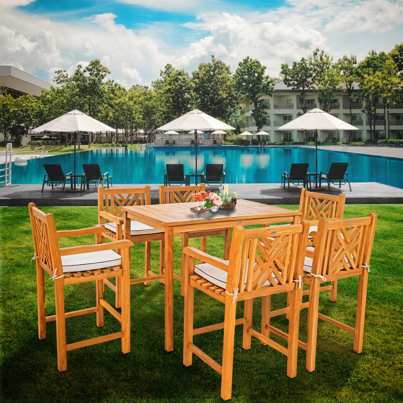 Ensemble bistro rectangulaire en teck pour 6 personnes 55 po