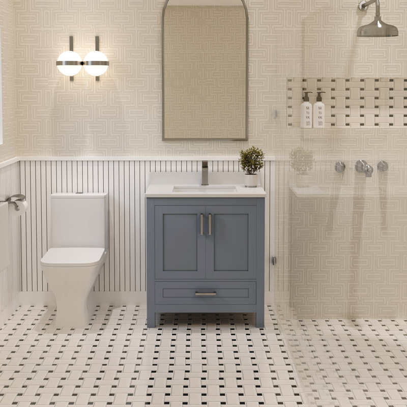 Single Bathroom Vanity Set, Gray, 30"